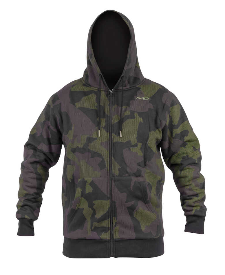 AVID CARP DISTORTION CAMO ZIP HOODIE M AVID CARP DISTORTION CAMO ZIP HOODIE M