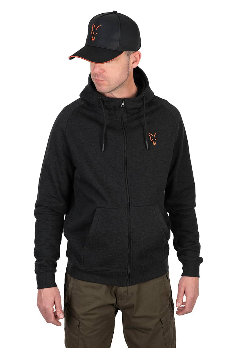 FOX LW HOODY BLACK & ORANGE - SMALL