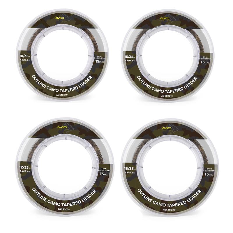 AVID CARP OUTLINE CAMO TAPERED LEADER 0,31MM-0,57MM 3x15M AVID CARP OUTLINE CAMO TAPERED LEADER 0,31MM-0,57MM 3x15M