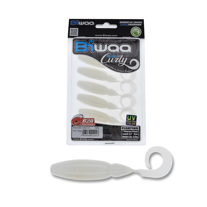 BIWAA TAILGUNR CURLY 2.5" 6.3cm 008 Pearl White
