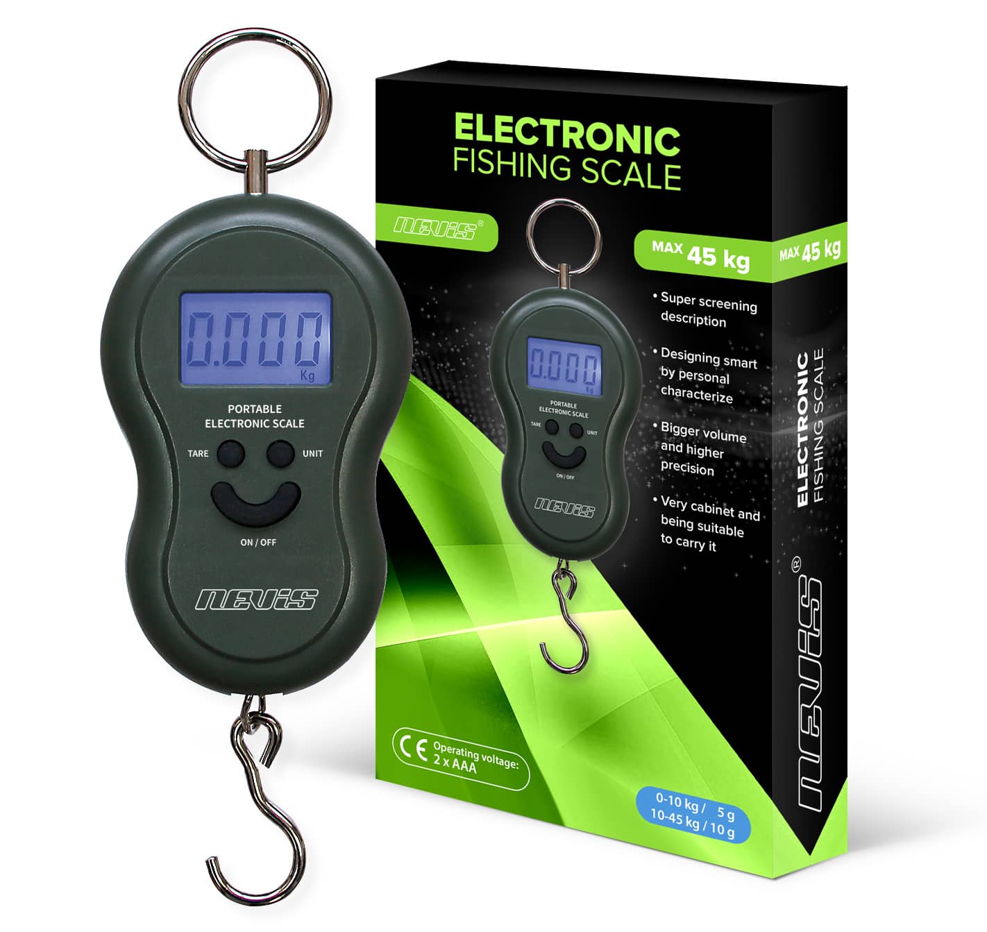 NEVIS DIGITÁLIS MÉRLEG 40KG (ZÖLD)