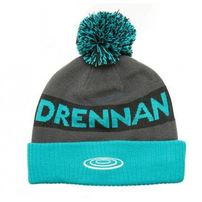 DRENNAN AQUA/BLACK BOBBLE HAT